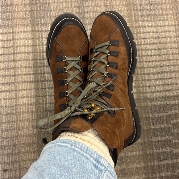 J. Crew Shoes - J. Crew Elsa Lace-Up Boots Rich Acorn Suede Leather Combat Ankle Booties 7